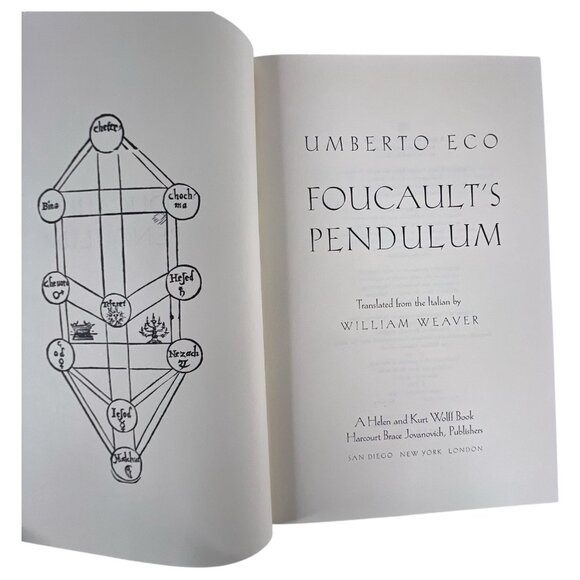 1988 Foucaults Pendulum by Umberto Eco First Trade Edition Hardcover Dust Jacket - Picture 5 of 12